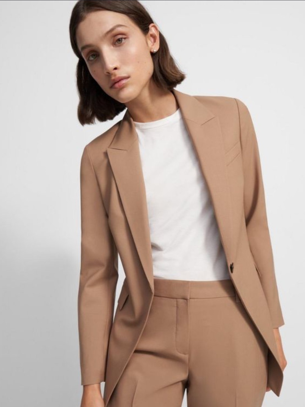 Theory Camel Etiennette Blazer and Trousers